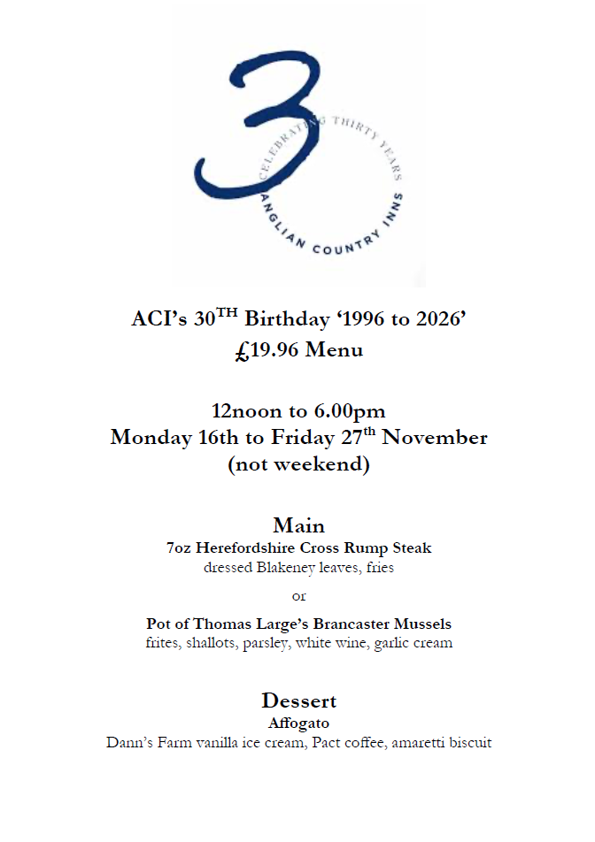TWH ACI 30TH Birthday 1996 Menu PNG