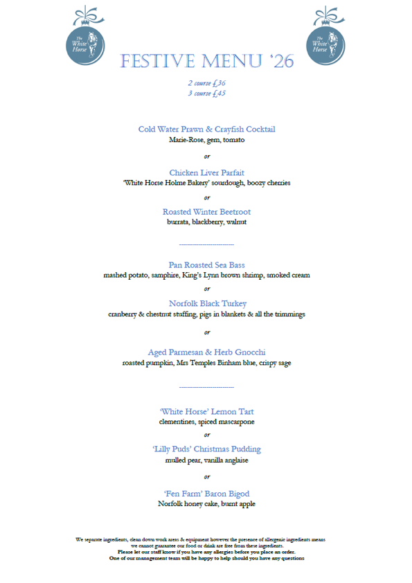 TWH FESTIVE MENU 2026